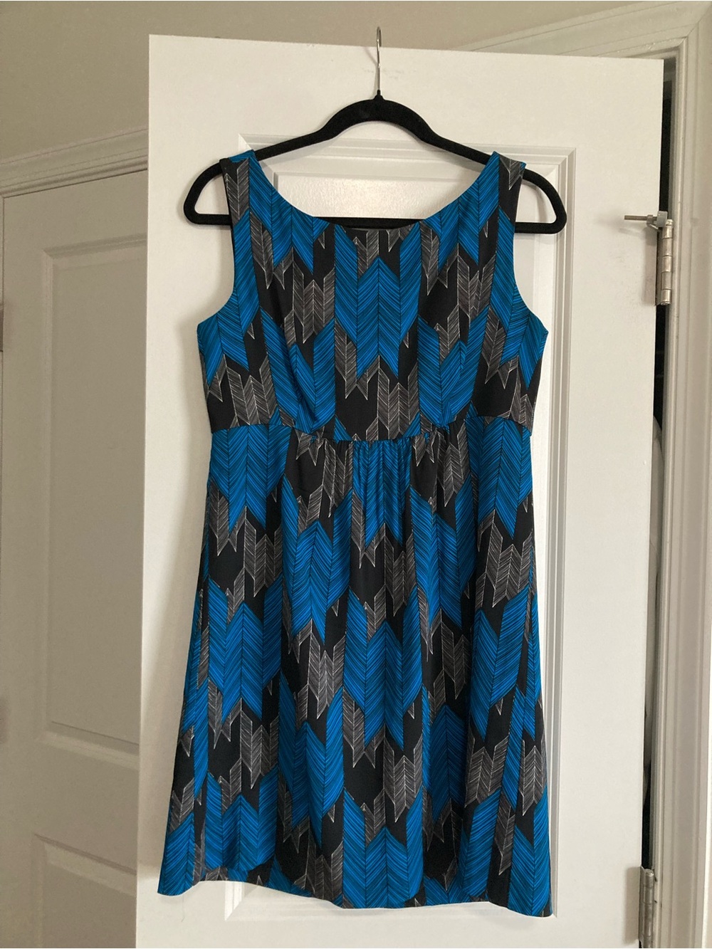 Milly Blue & Black Sleeveless Mini Dress